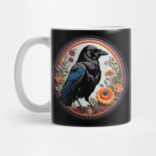 Nouveau Crow Embroidered Patch Mug